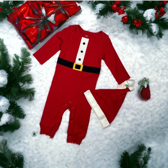 Just One You by Carters Santa Bodysuit w Hat Infant Boys 3 mo NWT Red Christmas - Picture 1 of 4